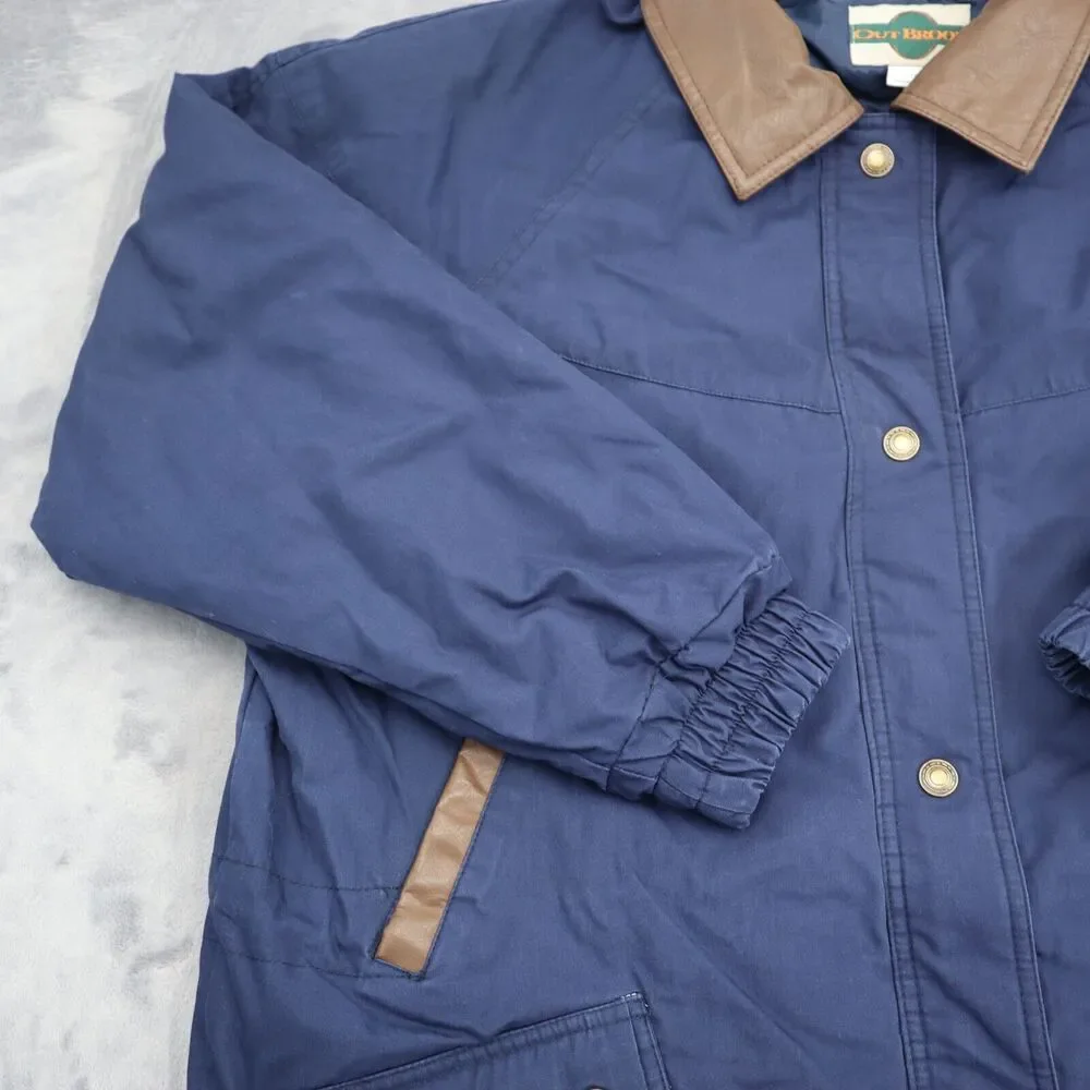 OutBrook Jacket Womens M Blue Collared Full Zip Button Down Long Sleeve Outwear